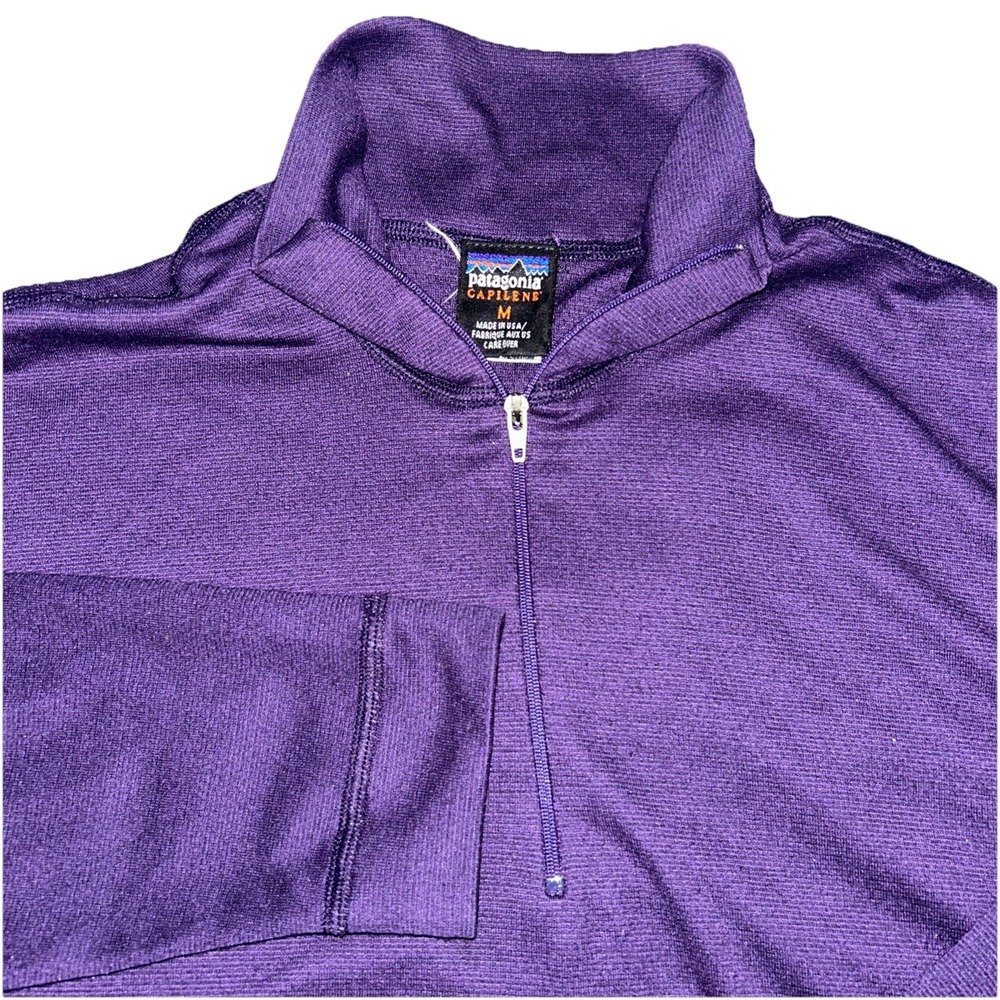 Vintage Patagonia Capilene Women's M Purple Quarter Zip Jacket Pinstripes USA